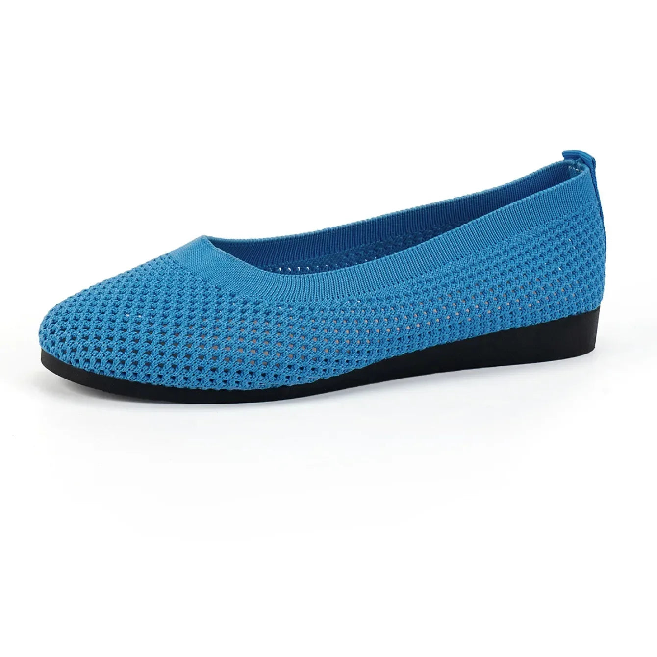 Women Round Toe Flat Shoes Solid Color Knitted Slip on Shoes Casual Breathable Ballet Flats Women Mesh Flat Shoes Loafers Woman