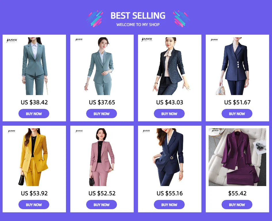 NAVIU Fashion Women Office Ladies Formal Golden stripes Pants Suit Set Female Business Work Wear Blazer Jacket And Trouser
