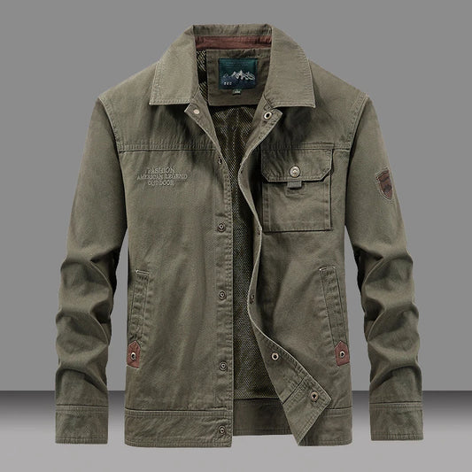 Spring Autumn Men's Cotton Jackets Trendy Men's Fashion Outerwear Windbreaker Coats Men Turn-Down Collar Tactical Jackets 5XL