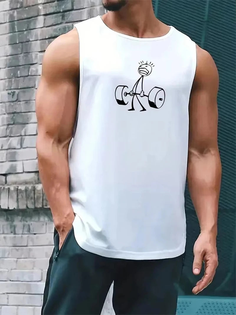 Funny Weightlifting Graphic Tank Tops For Men Fashion Summer Sleeveless 3D Printed Fitness Vest Casual Oversized Sports Tees