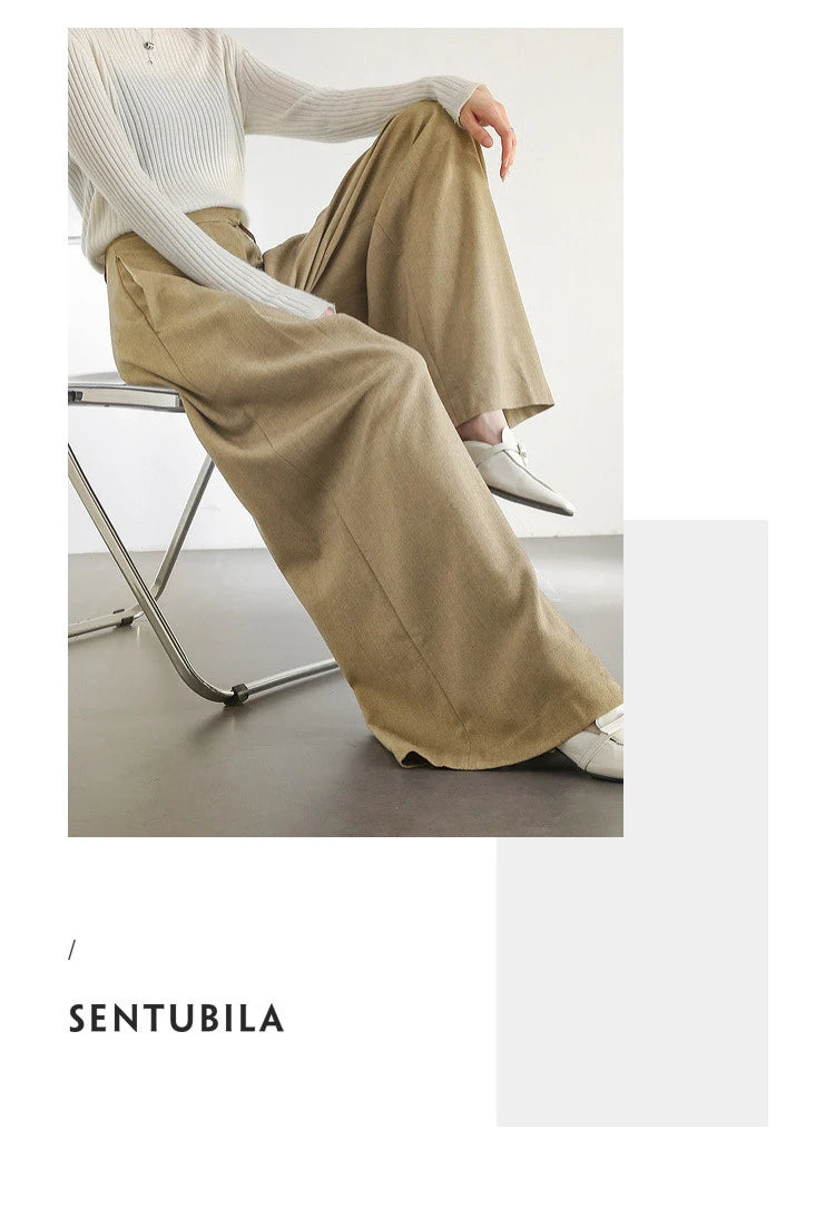 SENTUBILA Women Wide Leg Pants Office Lady Work Wear Trouser 2026 Spring Fashion Elegant Commute Full-length Pants 133K51993