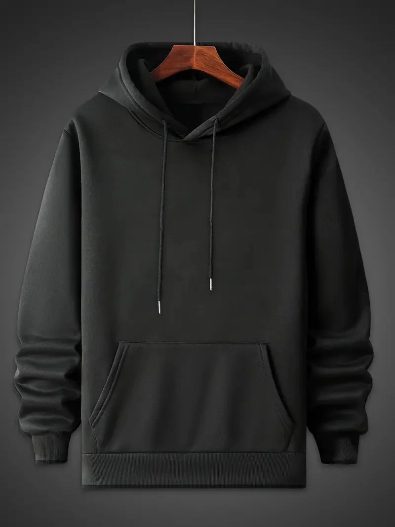 Men's autumn and winter casual fashion loose back poker card A graphic printed long sleeved hooded sweatshirt warm pullover BAZAARHUBO