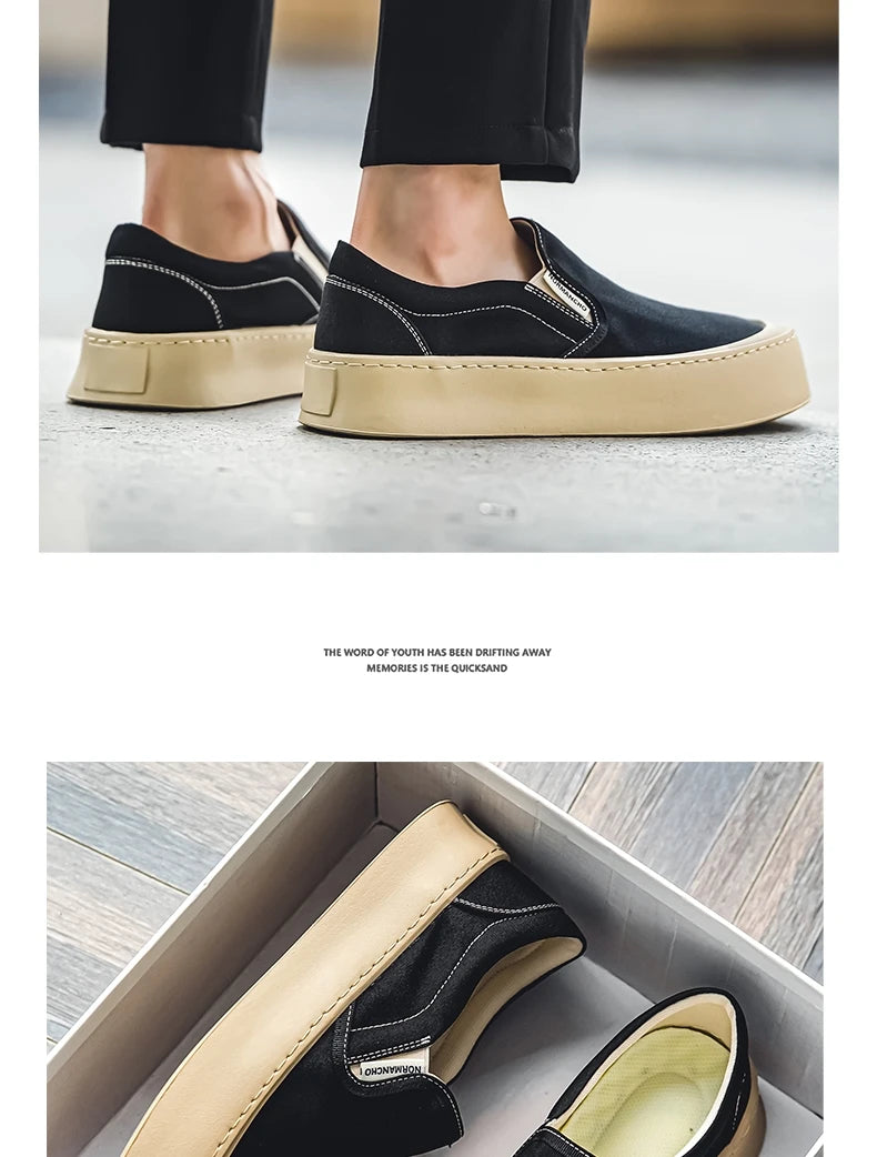 New Arrival Low Price Mens Breathable High Quality Casual Shoes Solid Color Canvas Casual Shoes Slip On Men Fashion Flats Loafer
