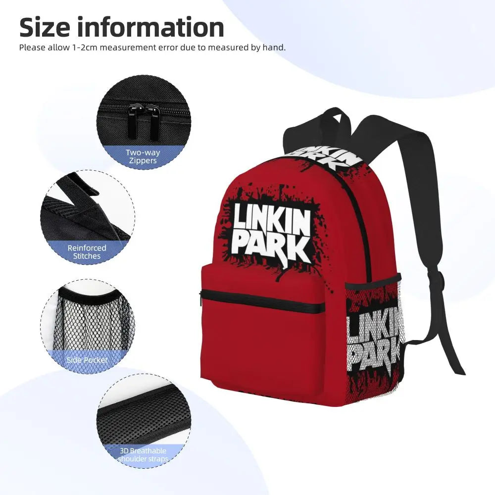 L-Linkin-S P-Park-S Band Student Backpack School Bag Hiking Travel Daypack for Boys Girls Fashion Bookbag Shoulder Bags