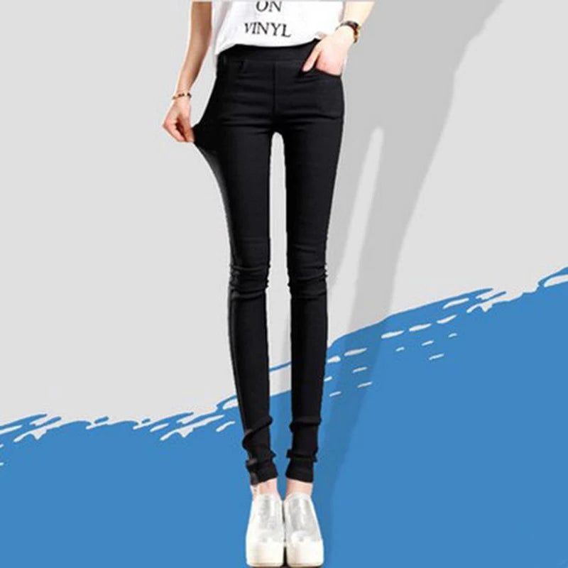 Elegant Slim Fit Solid Leggings Pants Fashion Women Elastic Stretch Skinny Pocket Pencil Legging Office Lady Commute Outerwear