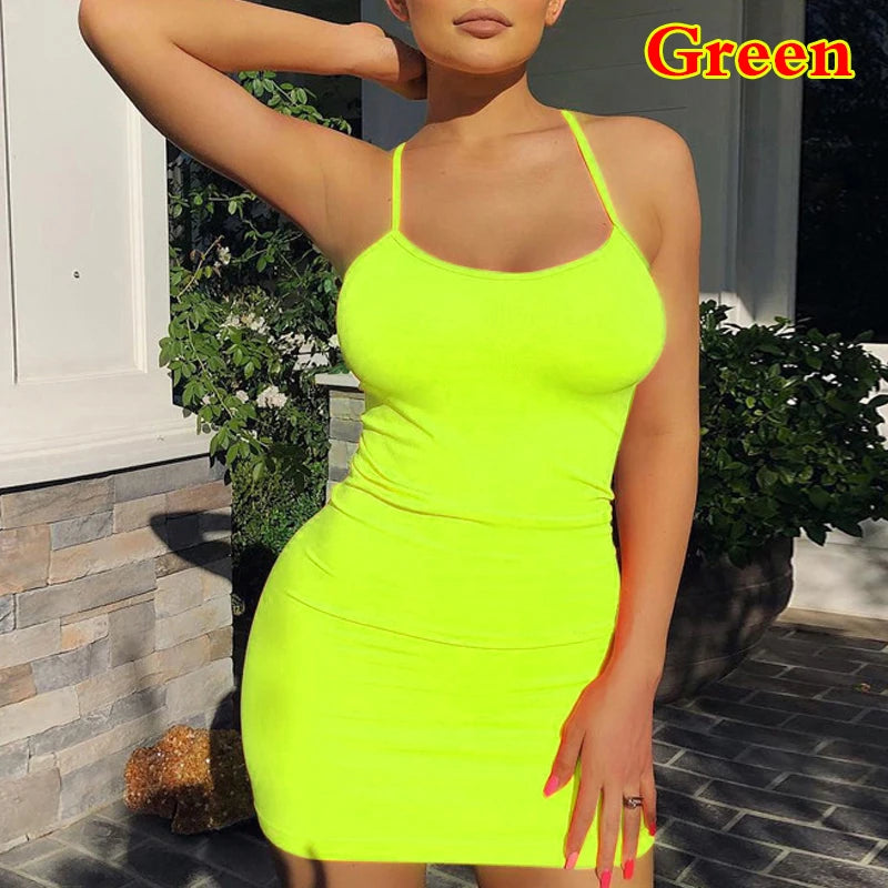 Sexy Short Dress Nightclub Dress for Women Tight-Fitting Wrap Hip Over-The-Knee Sleeveless Dresses Summer Street Bodycon Dress