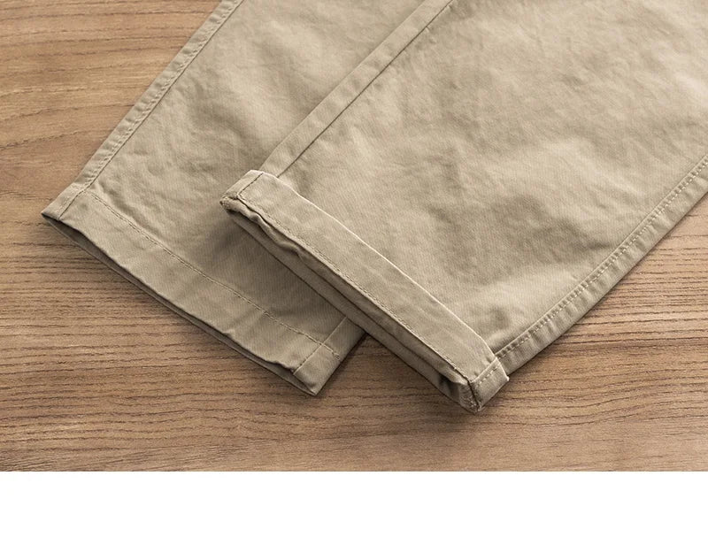 Casual Pants Men Solid Vintage Fashion Spring Autumn Harajuku Japanese Style All-match Straight Trousers New Pockets High Street