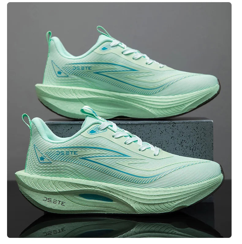 [Sports Shoes] Men's ultra light professional marathon running shoes, carbon plate cushioning, breathable low cut design, fluore