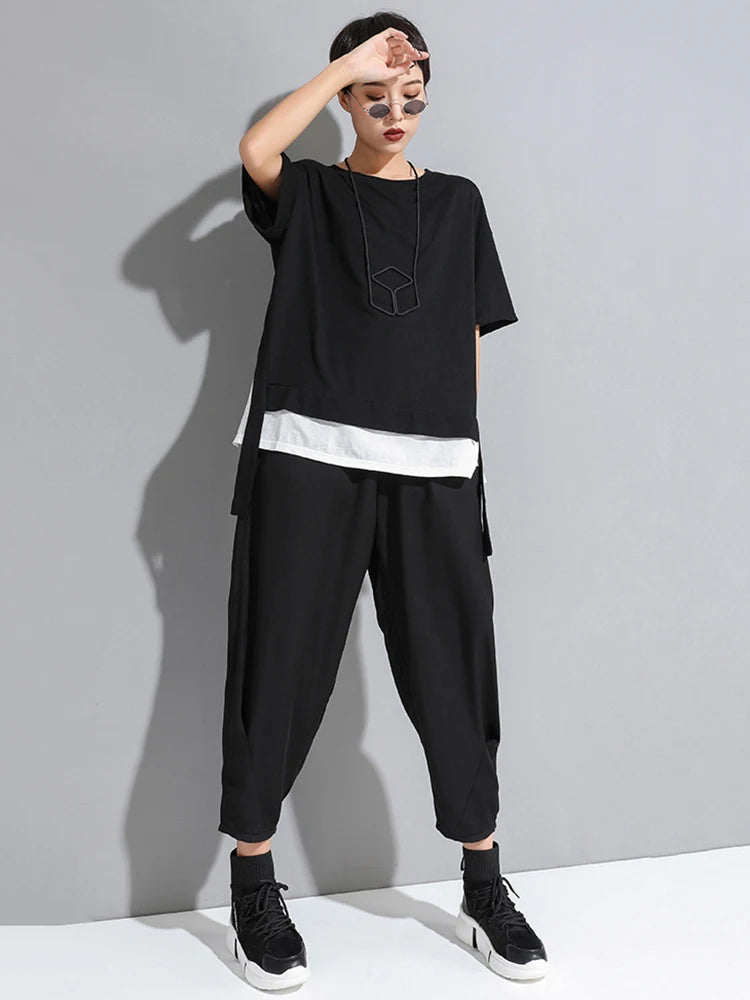 [EAM] High Elastic Waist Black Pleated Long Wide Leg Trousers New Loose Fit Pants Women Fashion Tide Spring Summer 2026 1U320
