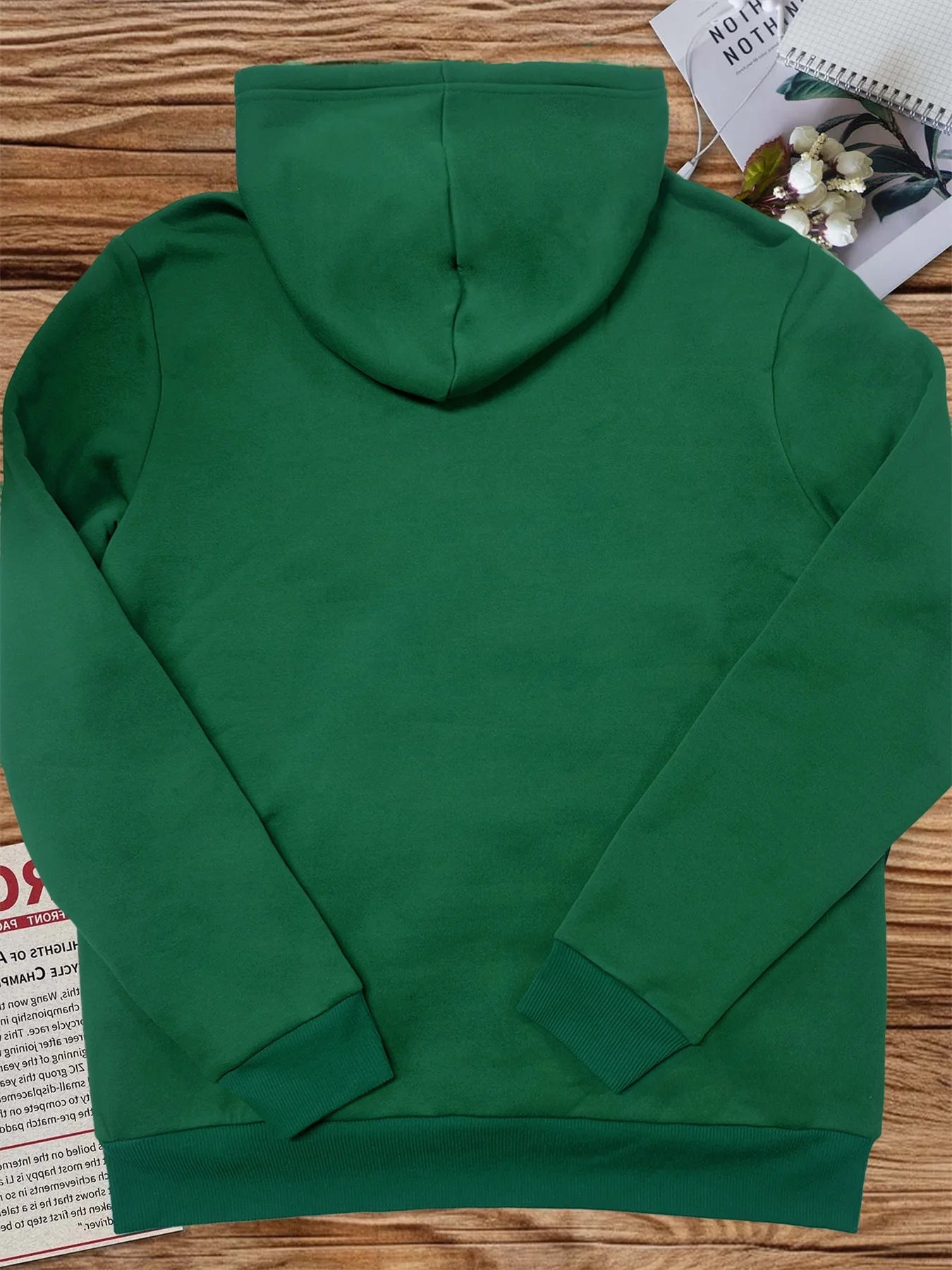 Women's autumn and winter warm and loose casual MILANO ITALIA pattern printed suede long sleeved hooded sweatshirt BAZAARHUBO