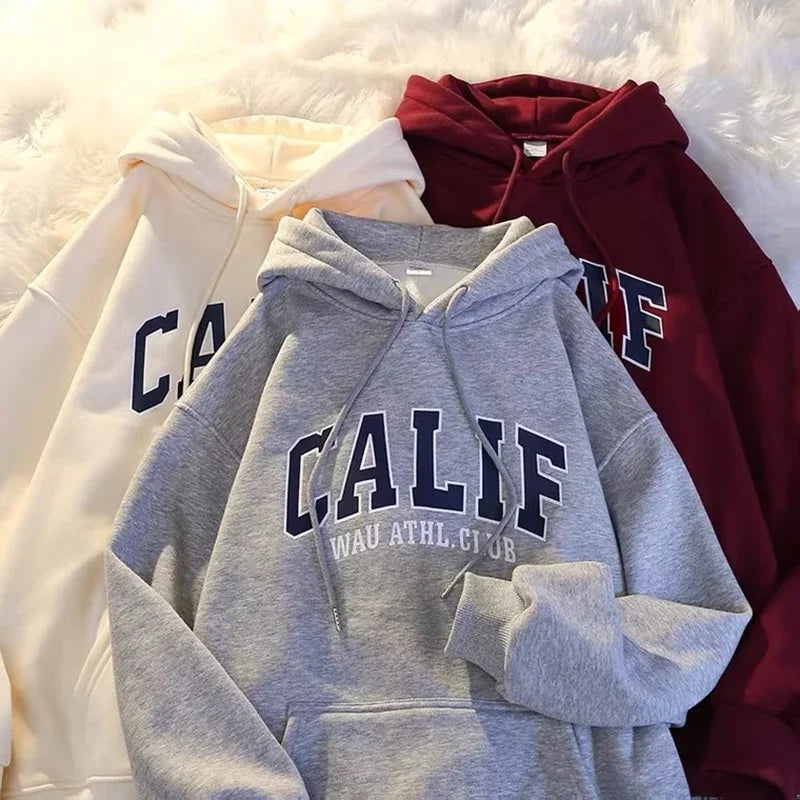 Women Hoodies Oversized Drop shoulder Fashion Loose Fleece Autumn Winter Printed Letter Pullover Aesthetic Sweatshirts 2025 New