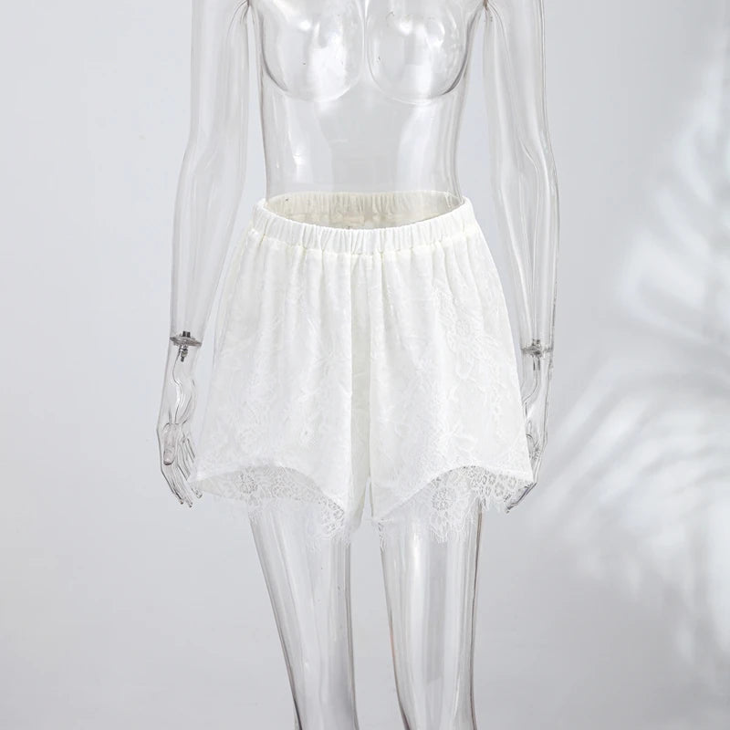 Green Velvet Lace Trim Shorts Women's Casual High-waist Straight Short Pants 2026 New Ladies Summer Vacation Beach Outfit