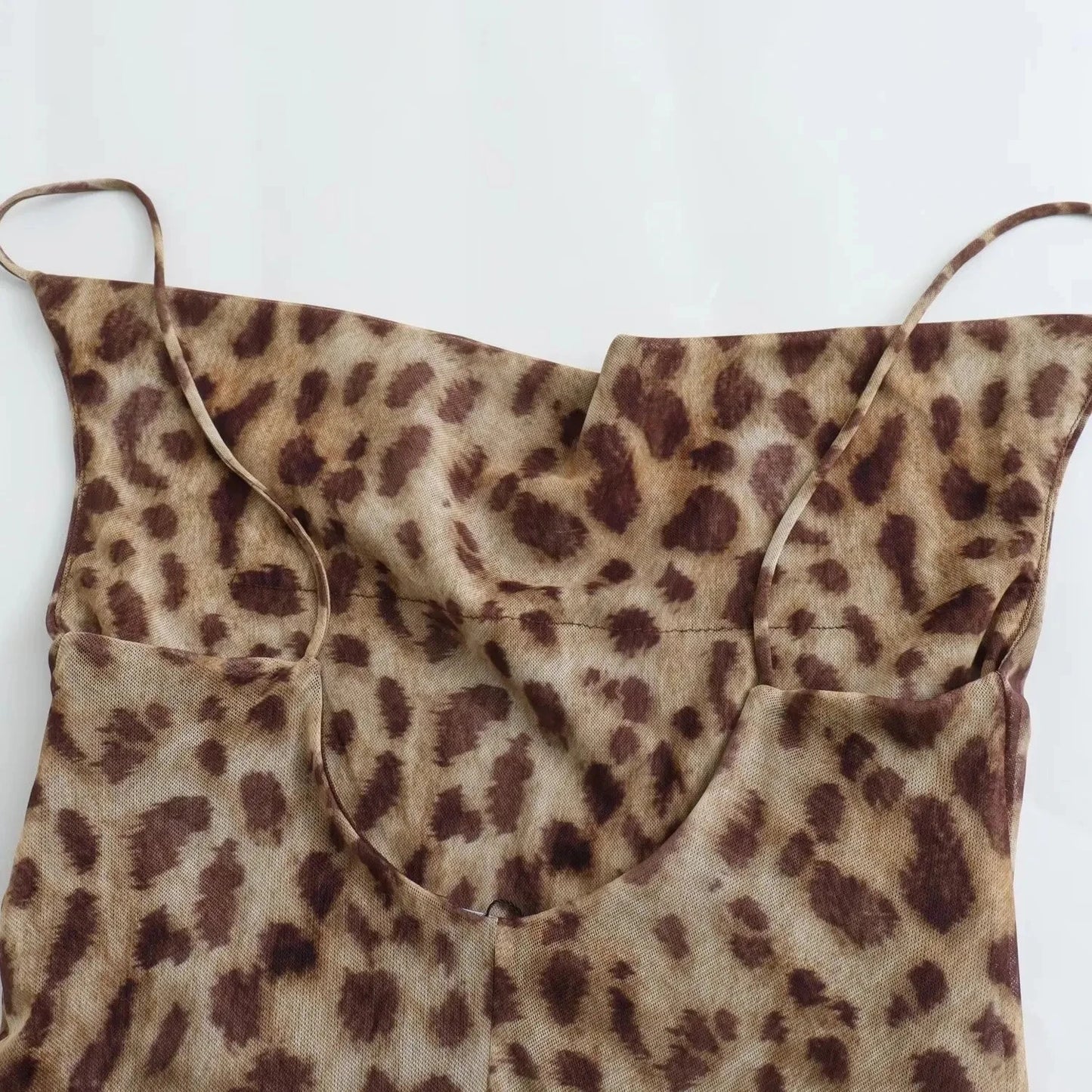HH Women Fashion Leopard Print Sleeveless Backless Suspender Dress Summer Female Vintage Slim Casual Beach Party Long Dress