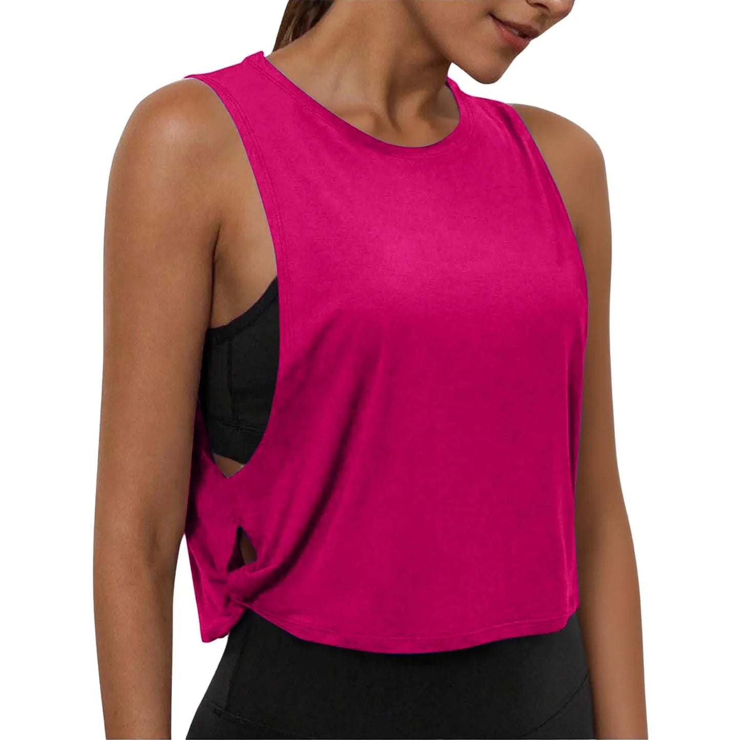 Women Sleeveless Yoga Top Breathable Gym Vest Tank Crop Top Running Tee