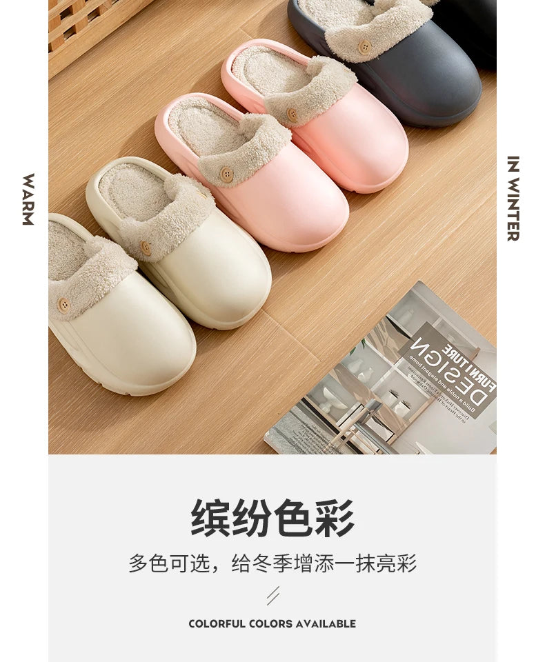 Winter Waterproof Warm Plush Slippers for Young People,Women,Men