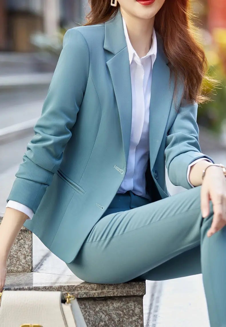 Fall Outfits Suit Jacket Two Piece Sets for Woman Office Wear Formal Womens Blazer and Pants Suits Set 2 Elegant Pieces Business