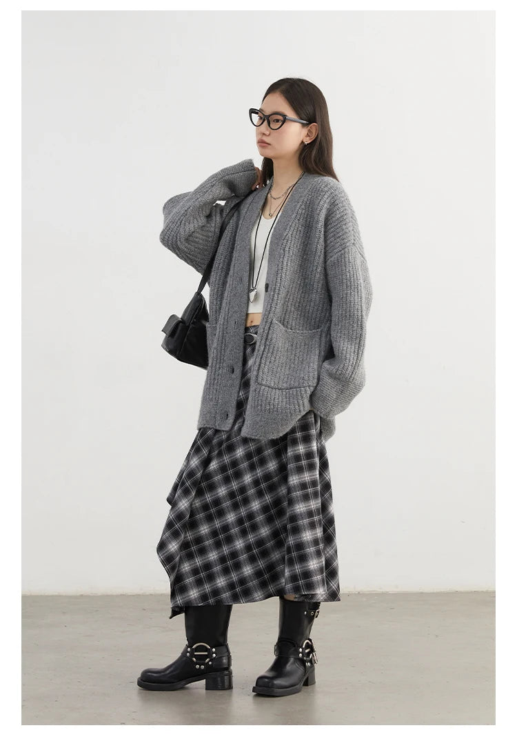 Chic Ven Women Skirt A Line Retro Loose High Waist Plaid Long Autumn Winter 2026