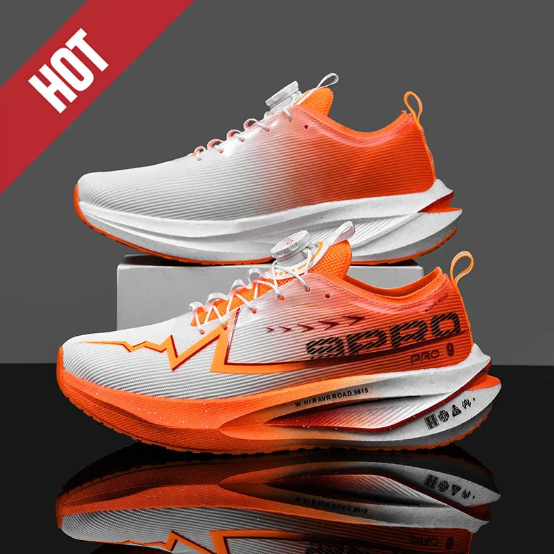 Fluorescence Running Shoes Carbon Board Marathon Men Sports Breathable Lightweight Women's Comfortable Athletic Sneakers Casual