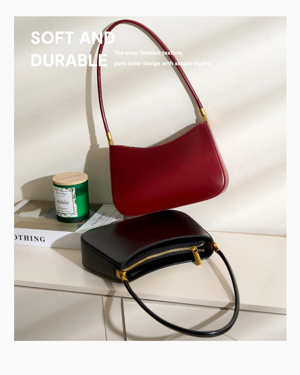 Zency Premium Cow Leather Fashion Shoulder Handbag for Women Trendy 2025 Luxury Designer Underarm Bag