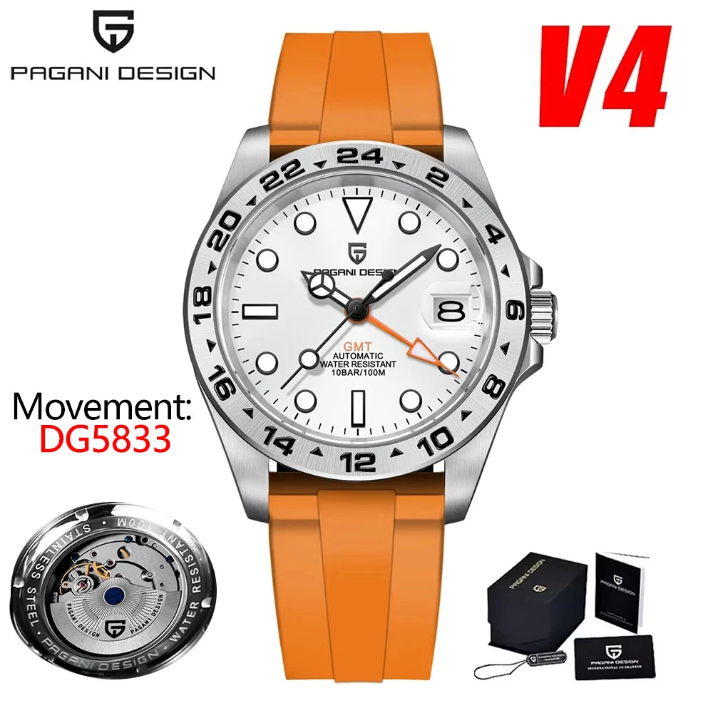 2025 PAGANI DESIGN DG5833 GMT Automatic Mechanical Watches Men Sports Diving Swim Stainless Steel 100mm Waterproof Reloj Hombre