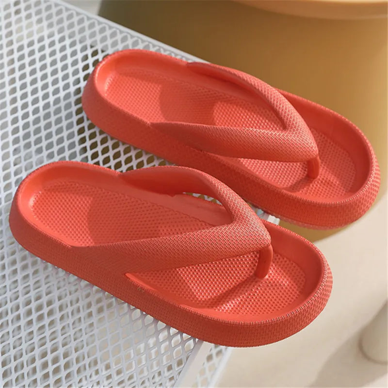 Rimocy Soft Sole EVA Women's Flip Flops 2025 Summer Beach Non-slip Cloud Slippers Women Thick Platform Clip Toe Bathroom Slides