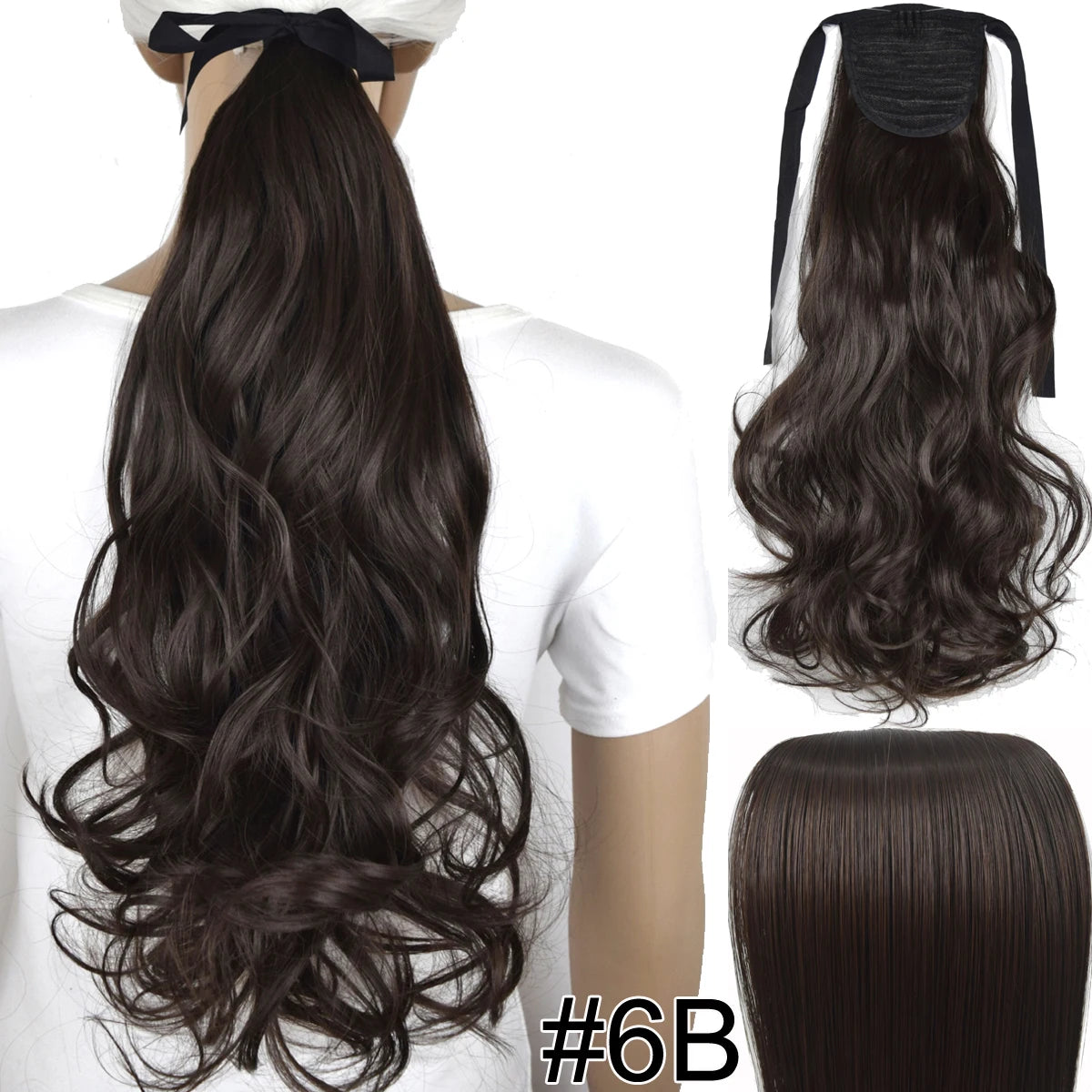 TOPREETY  Synthetic Hair Fiber Heat Resistant Wavy Ribbon Clip in Ponytail Extensions 1008