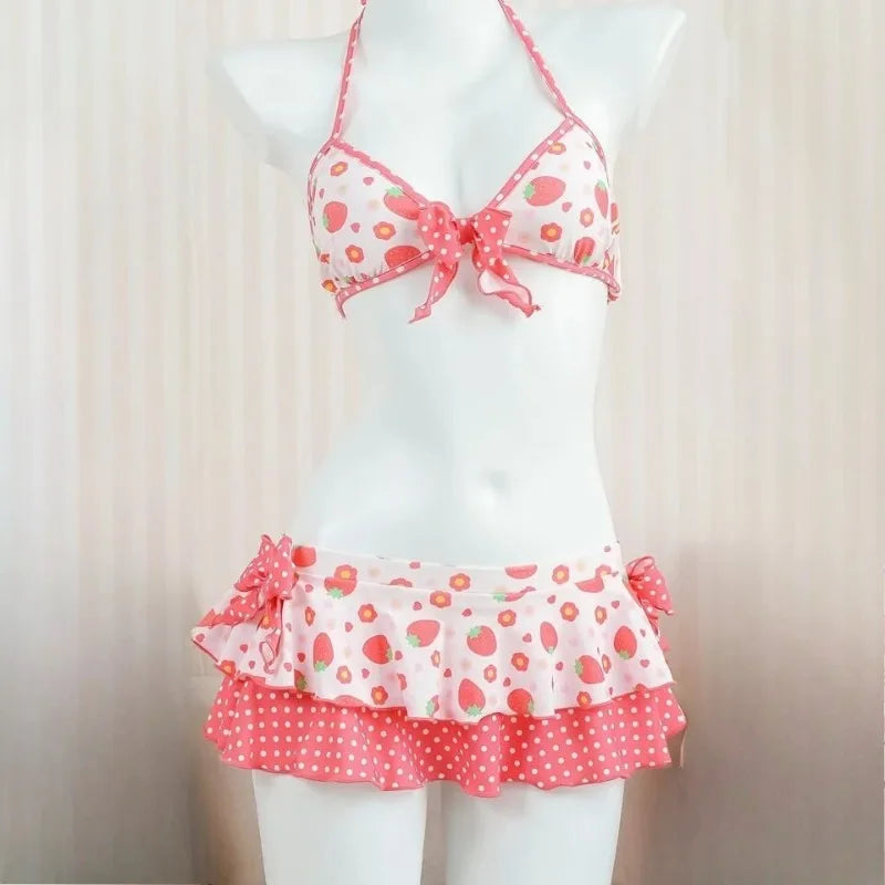 Women Beach Style Bikini Swimwears 2-Piece Tankini Suits Halter V-Neck Tie Cami Top Bodycon Contrast Waistband Swim Beachwear