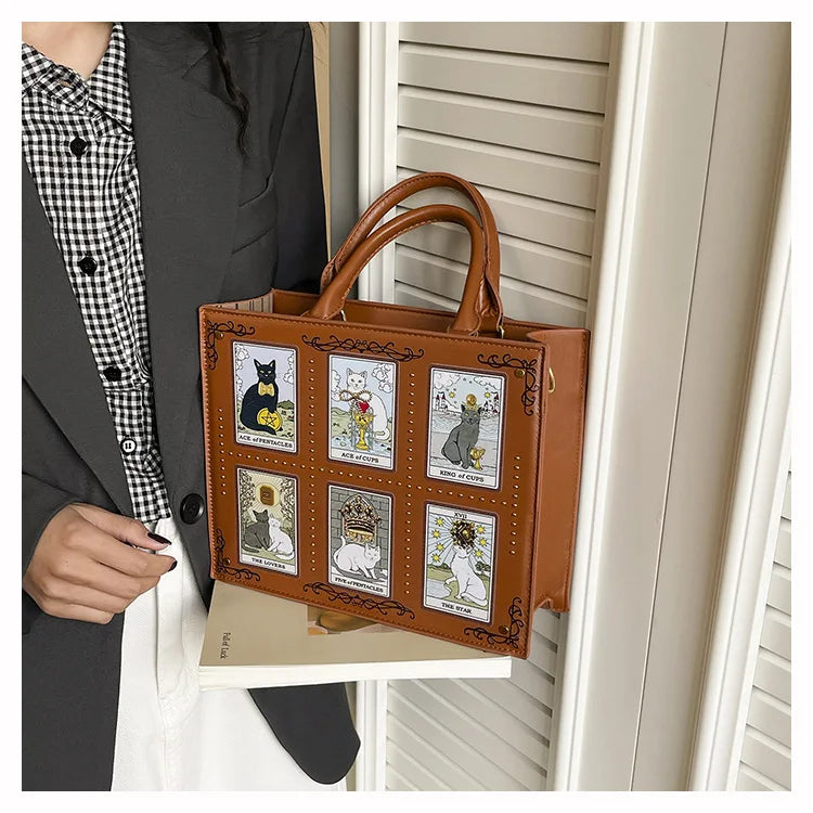Vintage and Luxury Designer Bag Popular Fashionable Tote Bag Large Capacity with Delicate Embroidery Cat Printing Bag for Women