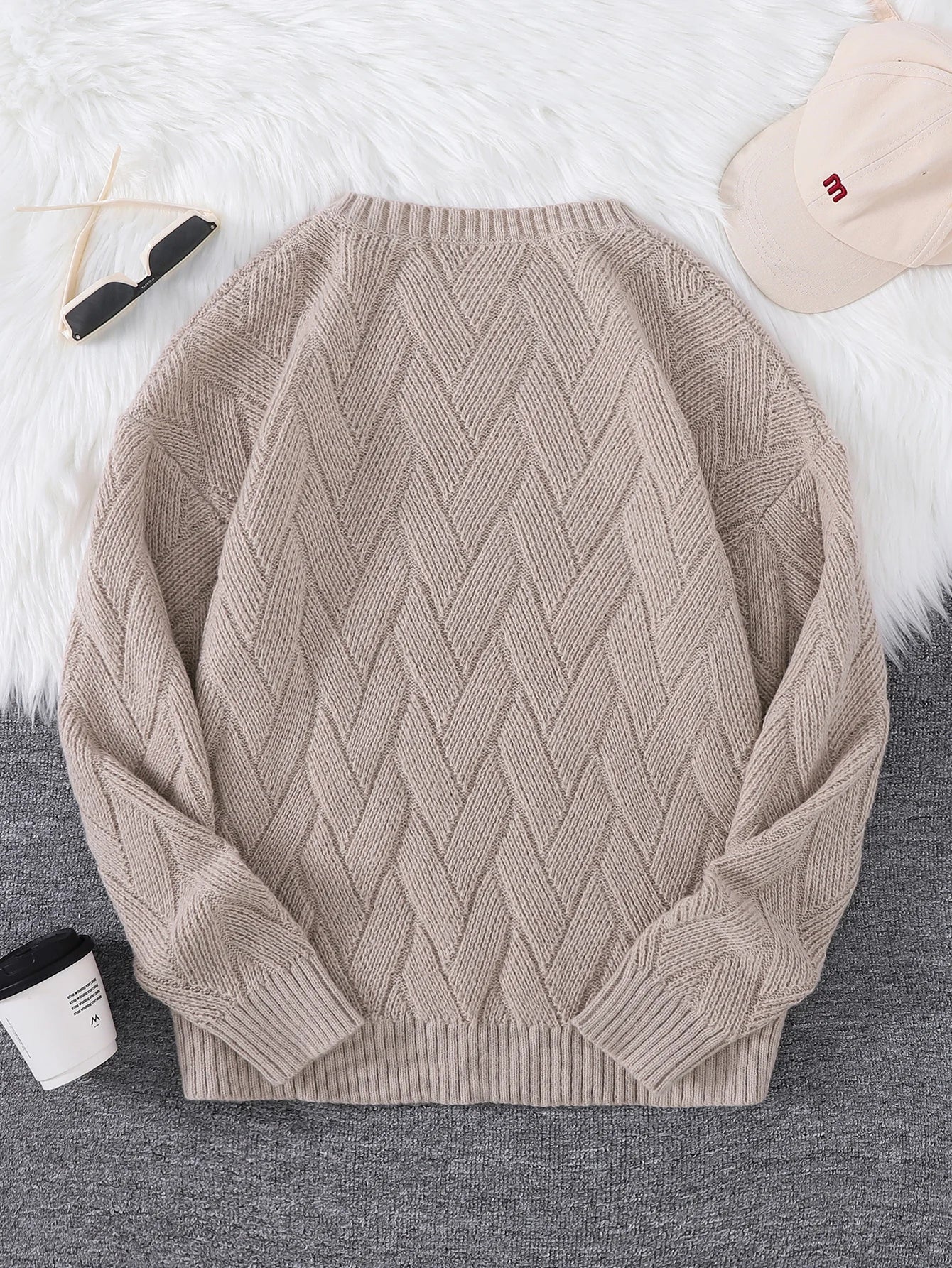 New\Japanese Style Round Neck Couple Sweater Plain Weave Style Casual Versatile Trendyy Men's Long-Sleeved Sweater Top
