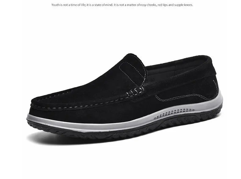 Men's Suede Casual Leather Shoes Fashionable Breathable Comfortable Driving Shoes Men Shoes