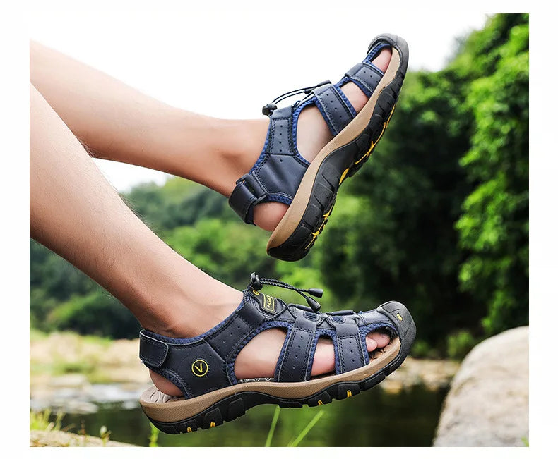 2026 Men Sandals Genuine Leather Mens Casual Shoes Outdoor Men Leather Sandals for Men Beach Shoes Roman mens Shoes