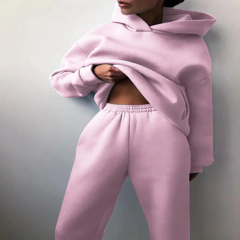 Women Two Piece Sets Tracksuit 2022 Autumn Casual Solid Long Sleeve Hoodie Sweatshirts Female Fashion Oversized Trouser Suits