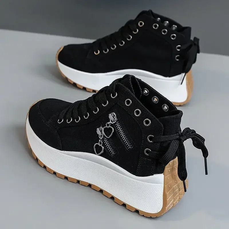 Designer Women Sneakers High Top Denim Canvas Shoes Female Girls Students Canvas Shoes for Women Lace Up Platform Sneakers