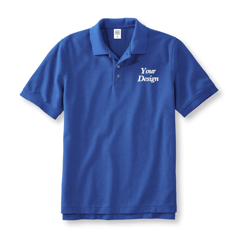 Quality Custom Polo 100% Cotton Print Your Brand Design Logo Company Group Team Slogan Text PoloShirt Work Wear Uniform 230gsm