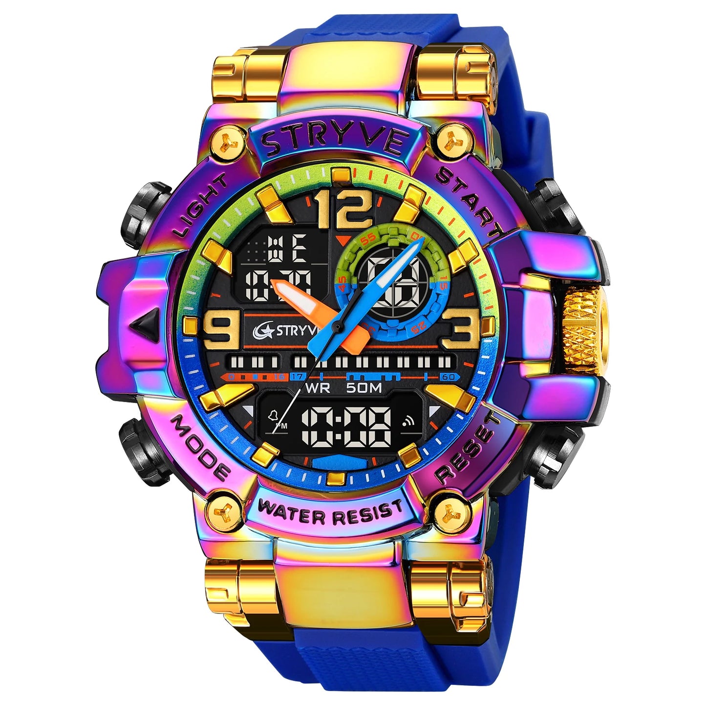 Fashion Stryve Watches S8025 Men's Cool Colorful Sports Digital Watches Fashion Designer Dual Movement Men's Wrist Watch