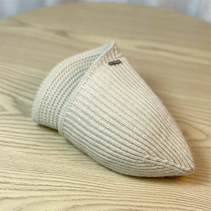 Winter Knitted Baseball Cap for Women's Caps Designer Head Solid Color Women's Knitted Hat Outdoor Casual Equestrian Hat Female BAZAARHUBO