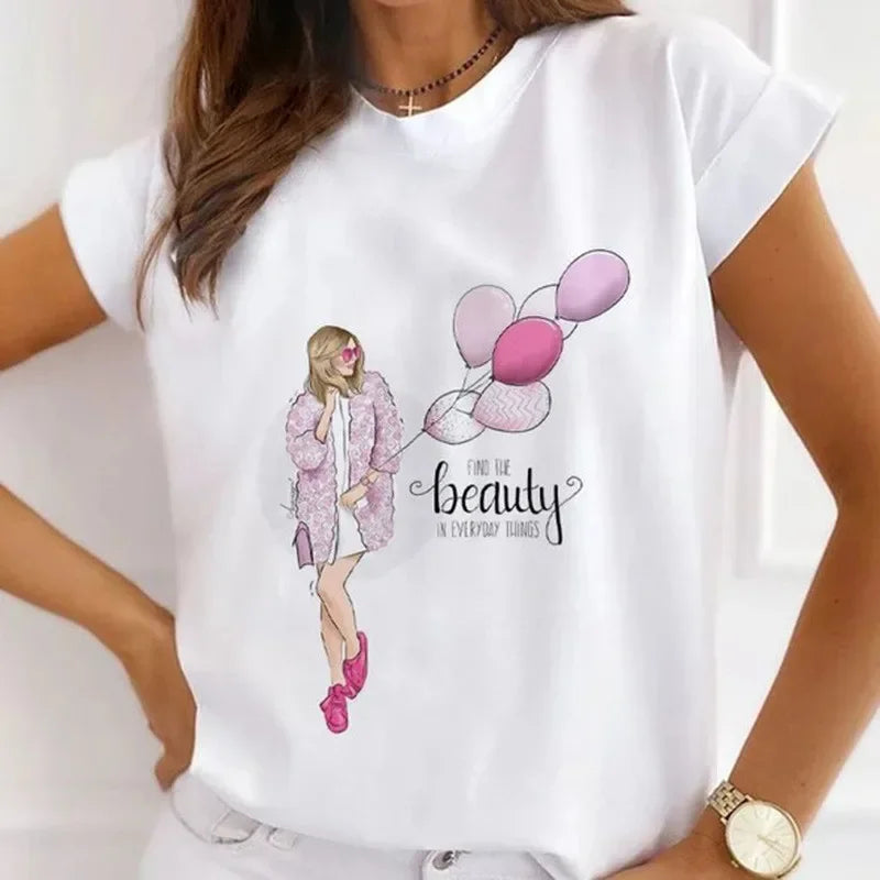 African Women's New Fashion City Girl Half Sleeve Basic Cute Clothes T-shirt Graphic T Shirts Y2k Tops Harajuku Vintage Tee
