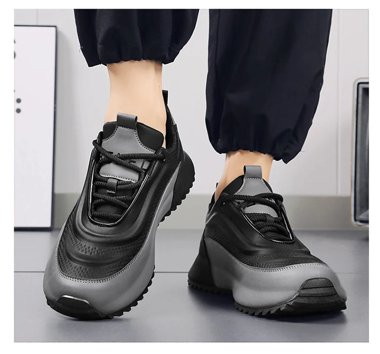 Men's Low-Top Fashionable Color-Blocked Casual Sneakers, with Comfortable Lining, Non-Slip and Wear-Resistant, Height-Increasing Thick Sole, Dual-Purpose Sports and Casual Shoes