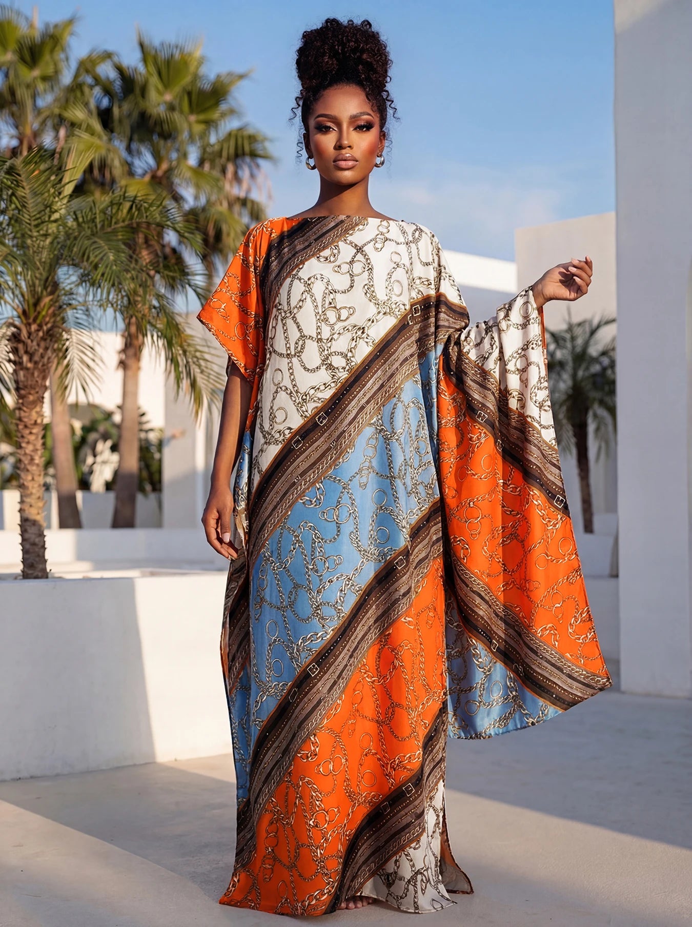 Summer New Fashion African Dresses For Women Elegant Printed Silk Muslim Lady Long Hijab Kaftan Dress Oversize Kuwait Abaya