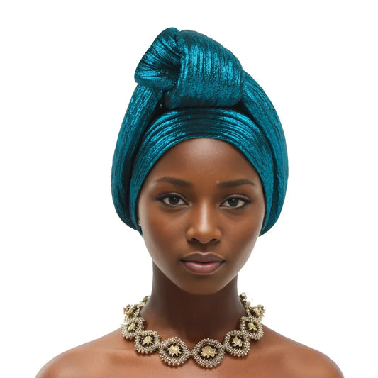 Handmade Big Knotted African Turban Cap Headtie Female Head Wraps Nigeria Wedding Party Headpiece Pre-Tied Headscarf Bonnet 2024