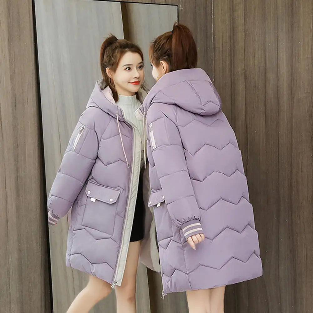 Women Long Hooded Down Cotton Coat Winter Thick Warm Parka Jacket