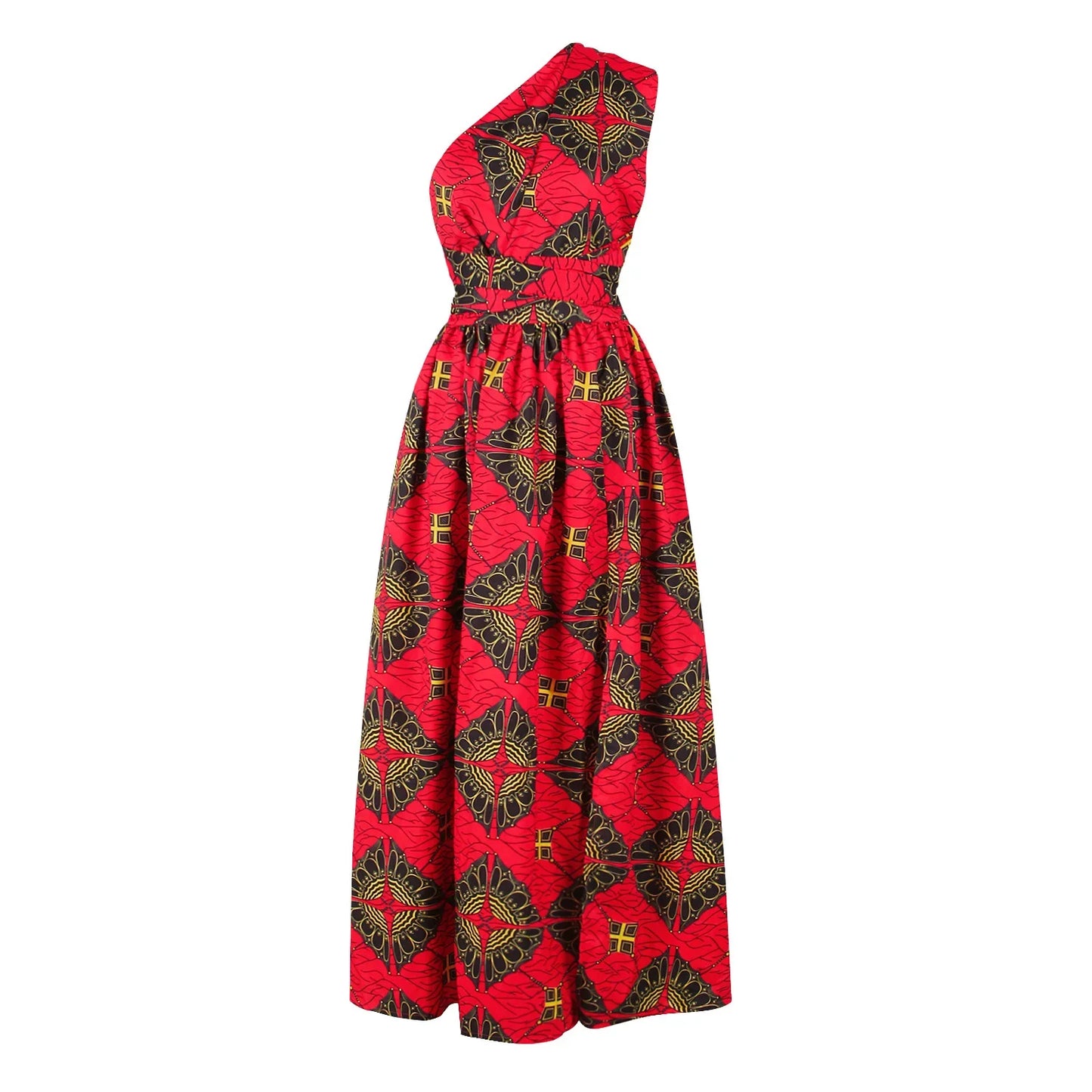 African National Sexy Sleeveless Women Dress Fashion Off Back Print Lady Party Dresses Vintage Casual Long Dress Africa Clothing