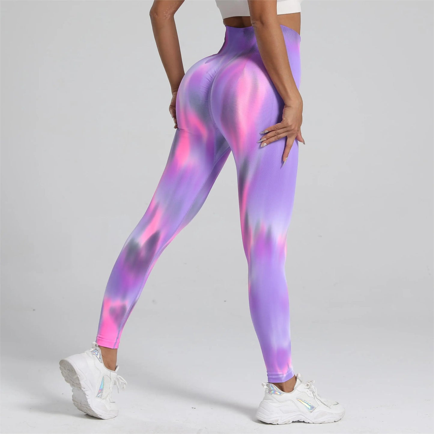 New Tiedye Gym Leggings Seamless Women Push Up Stretch Pants Scrunch Sports High Waist Booty Lifting Workout Yoga Leggins Nylon
