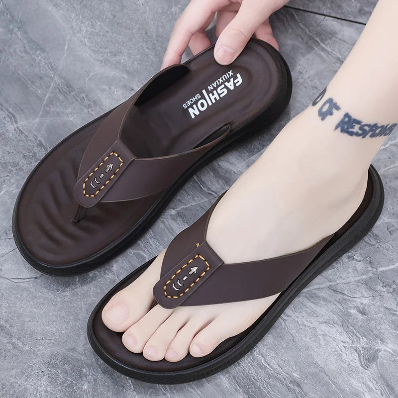 Summer men's high-quality outdoor casual slippers flip flops anti slip waterproof comfort beach shoes youth versatile sandals
