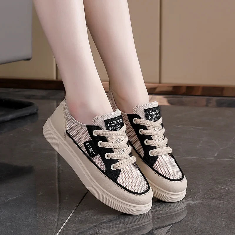 2026 New Women's Sports Shoes, Fashionable, Breathable, Lightweight, Non-slip, Wear-resistant, Casual Sports Shoes, Flat Shoes