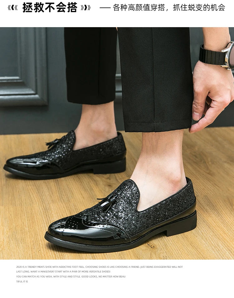 Business Dress Shoes Men's Oxfords Genuine Leather Pointy Toe Lace Up High Quality Office Wedding Formal Shoes For Men Black