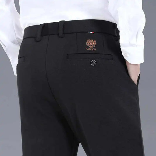 29-42 Men's Summer Thin Fashion Business Casual Suit Pants Long Pants Men's Elastic Straight Sleeve Formal Pants Plus Size