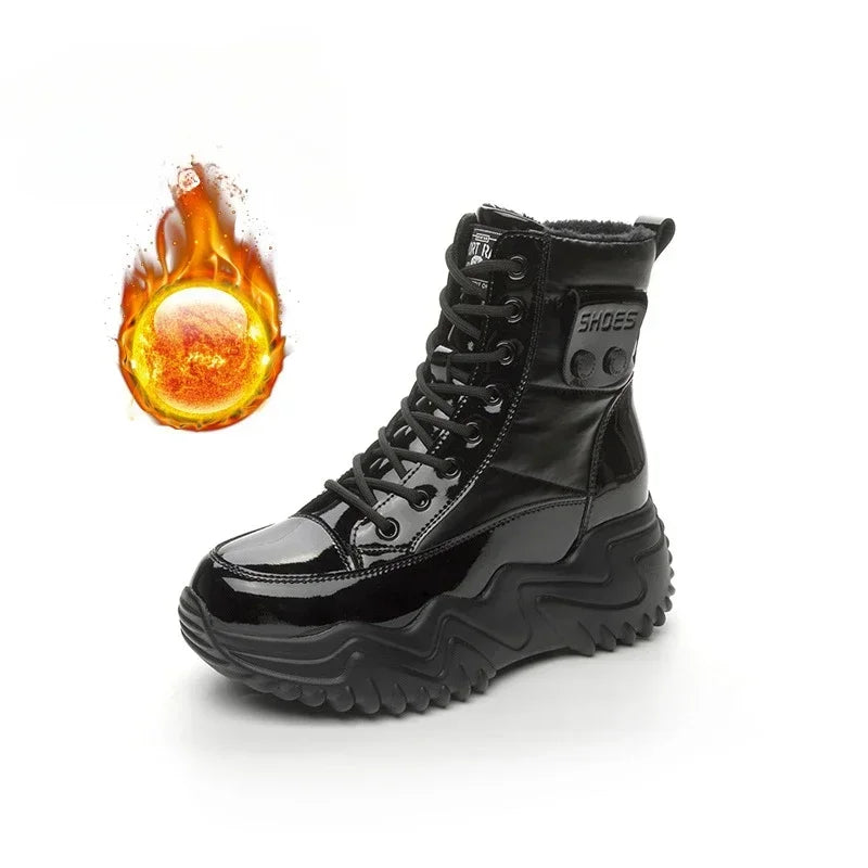 7CM Heightening Genuine Leather Platform Wedge Hidden High Heels Women Ankle Boots Casual Chunky Sneakers Spring Autumn Shoes