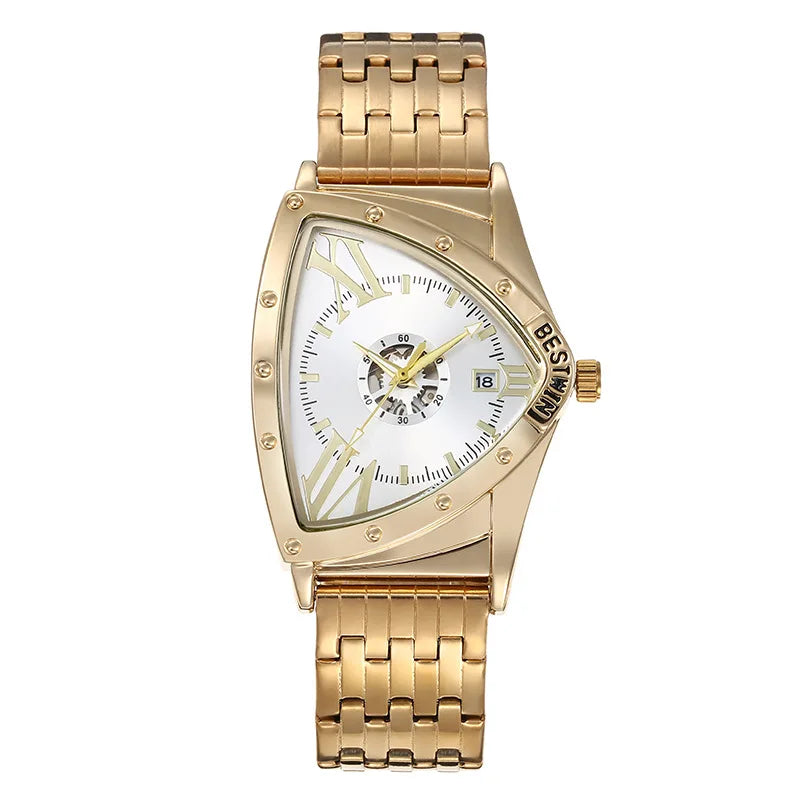 Golden Triangle Men Quartz Watch Unique Design Luxury Watches For Male Clock Sports Waterproof Men Wrist Watches Stainless Steel