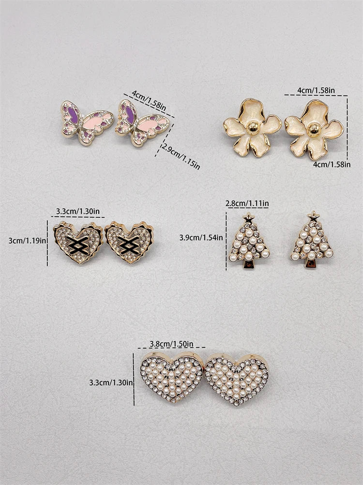 2PCS DIY Flower Shoelaces Charm Christmas Tree Shoes Buckle Decorations Heart Shaped Shoe Clips Butterfly Shoes Lace Accessories